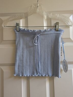 Blue Pointelle Tube Top